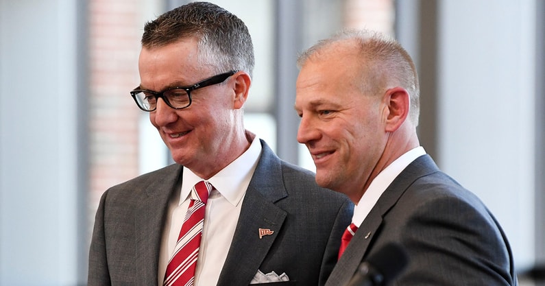 Alabama AD Greg Byrne and head coach Kalen DeBoer