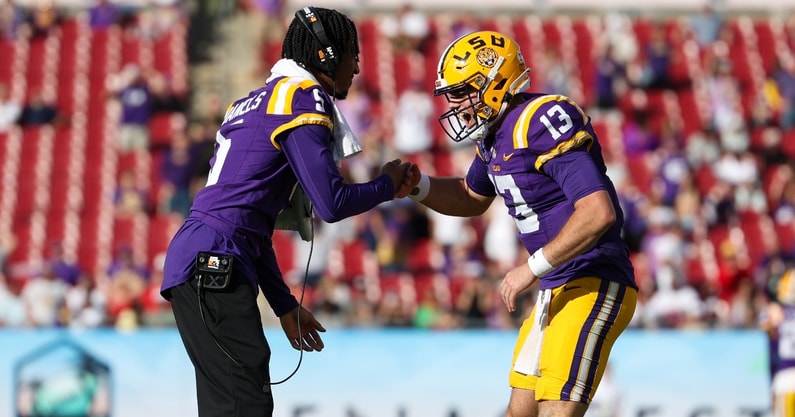 lsu-head-coach-brian-kelly-identifies-similar-traits-quarteback-garrett-nussmeier-jayden-daniels