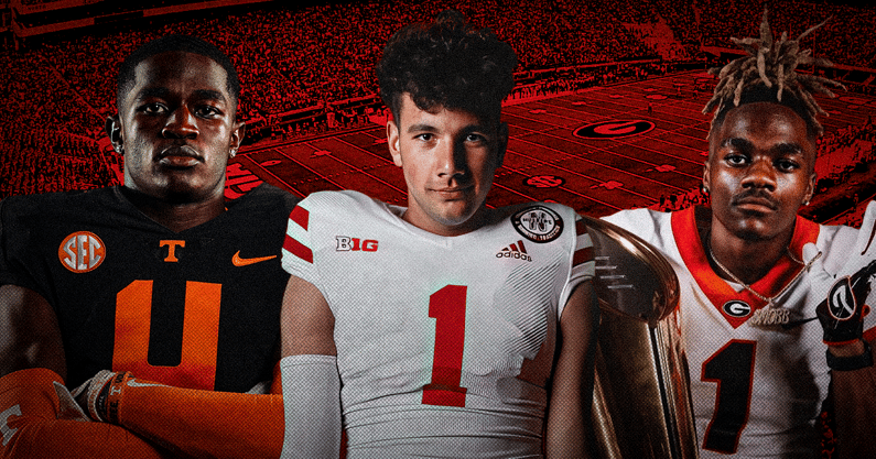 KJ Bolden, Dylan Raiola and Mike Matthews