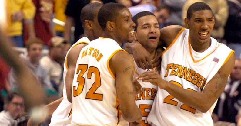 Chris Lofton celebrates his game-winning shot over Winthrop in 2006, Knoxville News Sentinel Amy Smotherman-Burgess