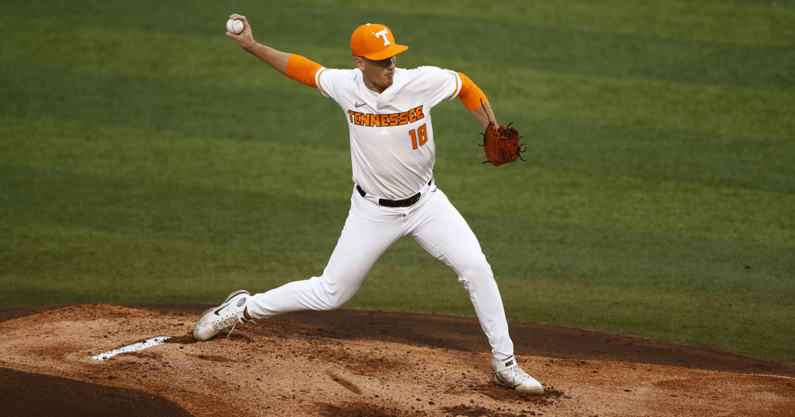 AJ Causey fires in a strike against Ole Miss for Tennessee on March 22. Credit: UT Athletics
