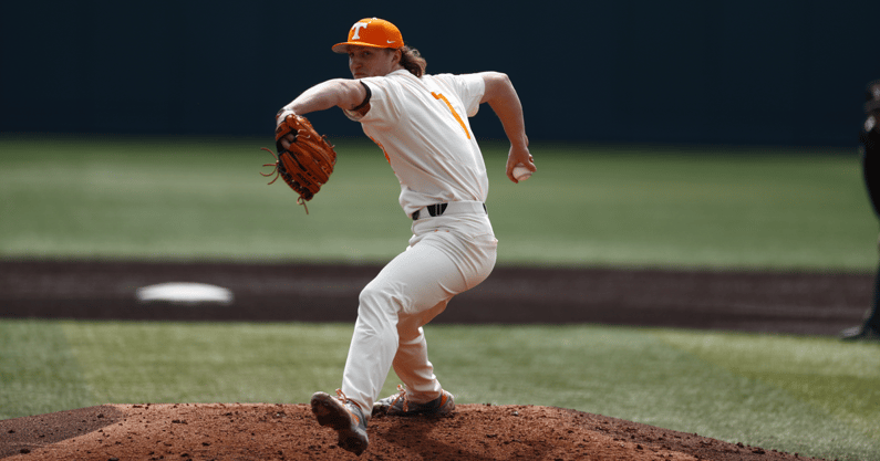 Nate Snead fires in a fastball for Tennessee against Ole Miss on March 24. Credit: UT Athletics