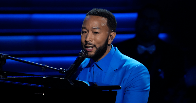 John Legend performs Free during the 64th Annual Grammy Awards at the MGM Grand Garden Arena in Las Vegas - Robert Hanashiro-USA TODAY