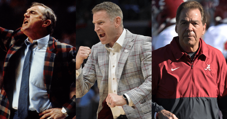Alabama's Wimp Sanderson, Nate Oats, and Nick Saban