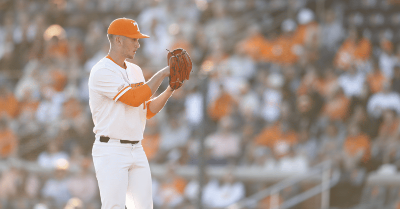 Tennessee pitcher AJ Causey looks in for his pitch. Credit: UT Athletics