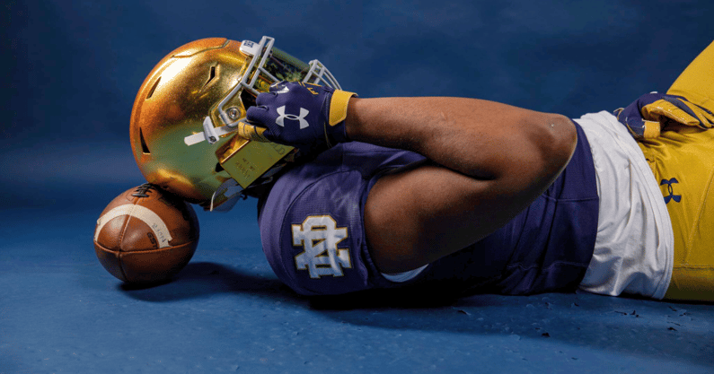 2025 DL Javeon Campbell visited Notre Dame for the first time on Feb. 1, 2024 - Credit: @JaveonCampbell