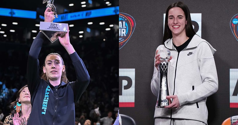 WNBA star Breanna Stewart and Iowa guard Caitlin Clark