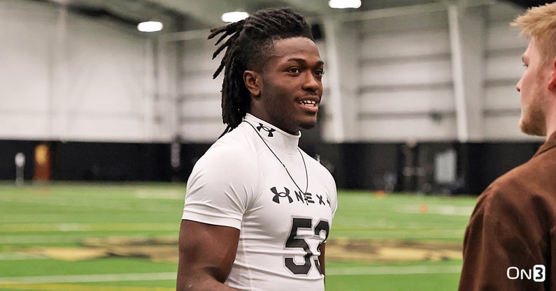 Four-star safety and South Carolina target Lagonza Hayward is pictured at a camp (Photo Credit: Chad Simmons | On3)