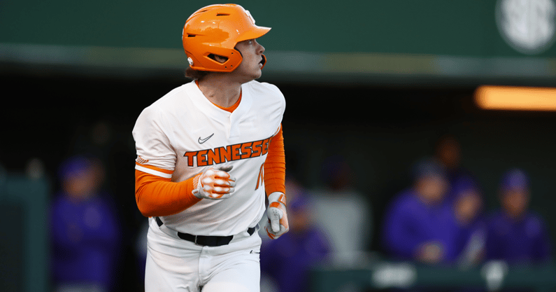 Billy Amick homered in his first at-bat back from injury for the Vols. Credit: UT Athletics