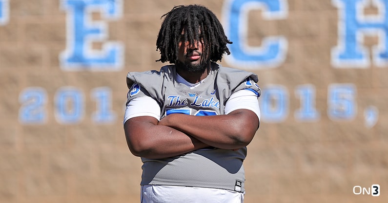 Four-star OL and South Carolina target Juan Gaston is pictured (Photo Credit: Chad Simmons | On3)