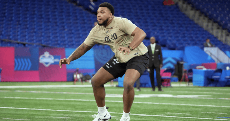Former Notre Dame offensive tackle Blaker Fisher hopes to hear his name called on Day 2 of the NFL Draft - Credit: © Kirby Lee-USA TODAY Sports