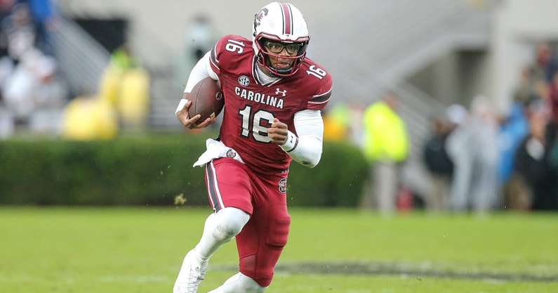 South Carolina QB LaNorris Sellers runs with the football (Photo Credit: Chris Gillespie | GamecockCentral.com)