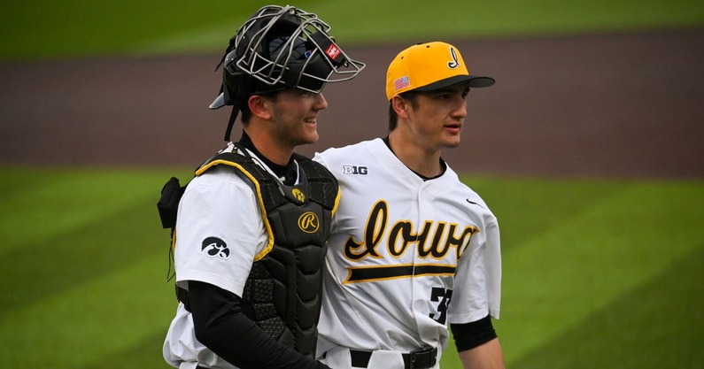 Cade Obermueller celebrates a win over Loras College. (Photo by Dennis Scheidt)