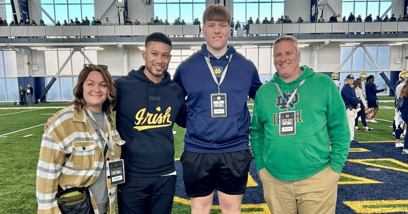 2026 offensive tackle Carson Nielsen visited Notre Dame for the second time on April 19, 2024. - Credit: @CarsonNielsen8