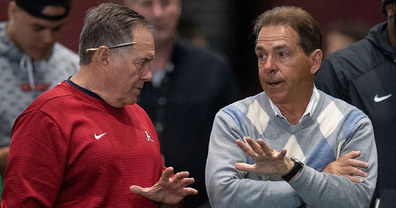 Former Alabama head coach Nick Saban with Bill Belichick