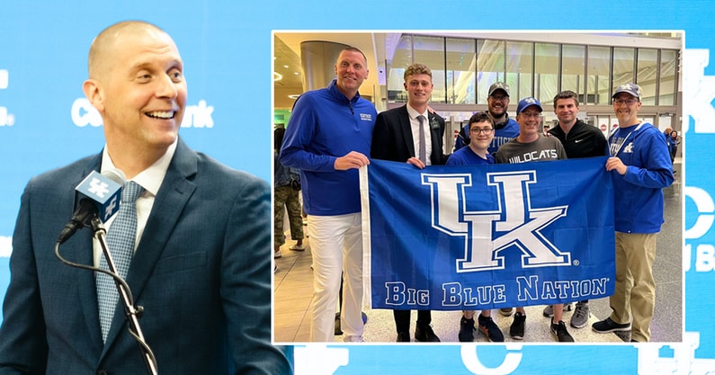 Kentucky head coach Mark Pope welcomes signee Collin Chandler back from his Mormon mission - Aaron Perkins, Kentucky Sports Radio/@BanteredB_, Twitter