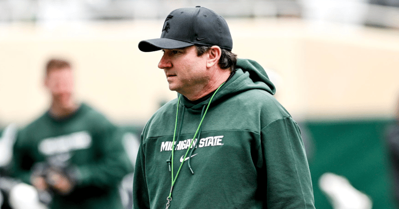 Untitled Michigan State head coach Jonathan Smith looks on during the Spring Showcase on Saturday, April 20, 2024, at Spartan Stadium in East Lansing - Nick King, USA TODAY Sports-48