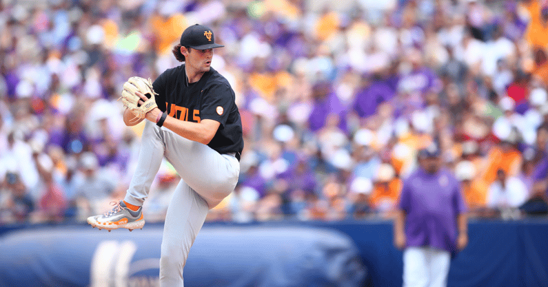 Tennessee pitcher AJ Russell. Credit: UT Athletics (Kate Luffman)