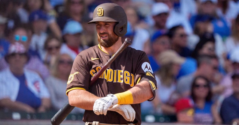 San Diego Padres outfielder Mason McCoy (41) comes up to bat in the second inning during a spring training game at Sloan Park against the Chicago Cubs. (Photo by Allan Henry-USA Today Sports)