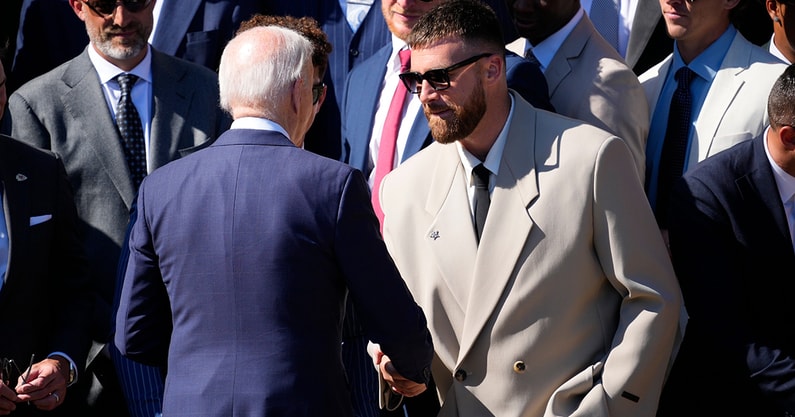 Travis Kelce and President Joe Biden at the White House