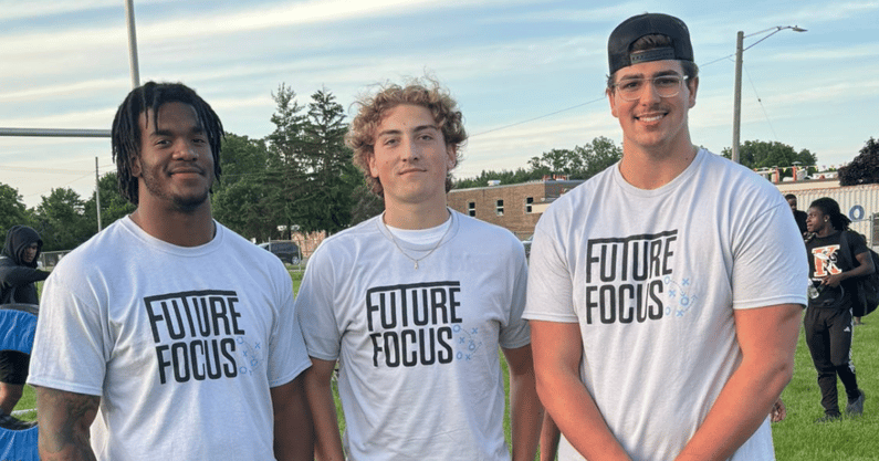 Michigan State football players Jordan Hall, Alessio Milivojevic and Ashton Lepo