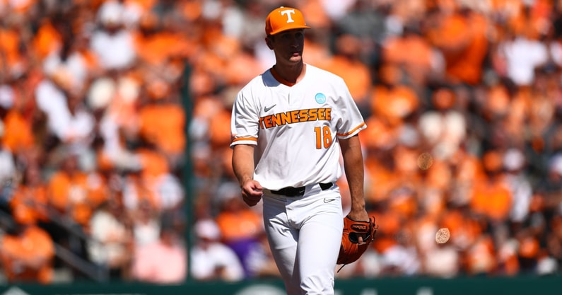 Tennessee pitcher AJ Causey in Super Regional play. Credit: UT Athletics