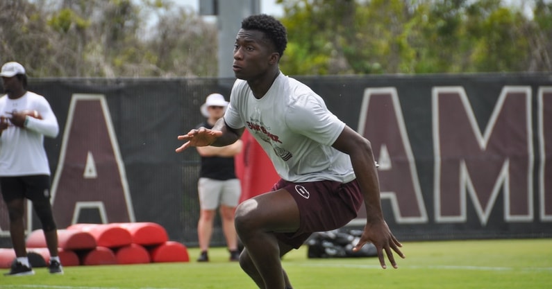 South Carolina LB commitment Jaquel Holman works out at a camp in Columbia (Photo: Joe Macheca | GamecockCentral.com)
