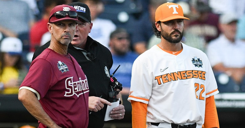 Florida State baseball coach Link Jarrett and Tennessee HC Tony Vitello