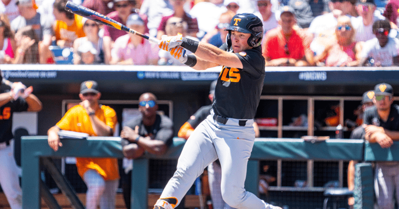 Tennessee outfielder Dylan Dreiling. Credit: Dylan Widger-USA TODAY Sports