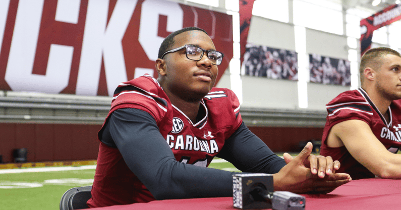 South Carolina QB LaNorris Sellers speaks with the media in 2024 (Photo: Katie Dugan | GamecockCentral.com)