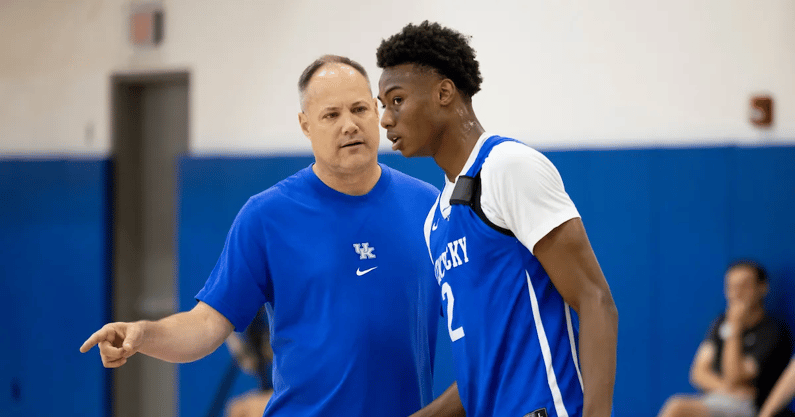 Photo of Kentucky's Mark Fox (left) and Jaxson Robinson by Chet White | UK Athletics