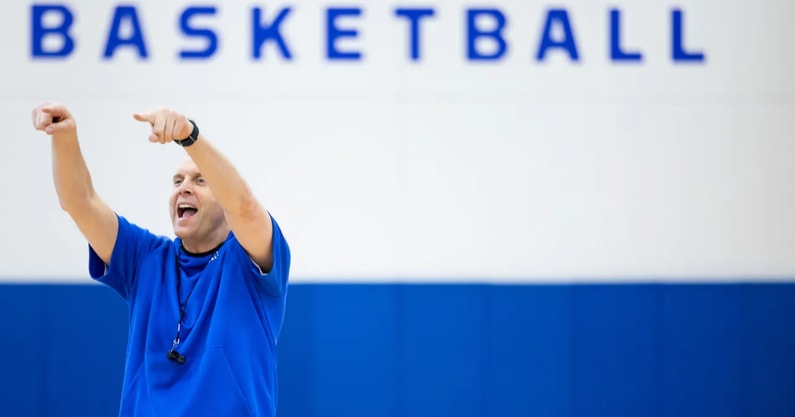 Mark Pope at Kentucky basketball practice