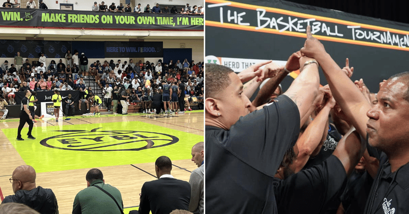 Photos of Peach Jam (left) and The Basketball Tournament by KSR