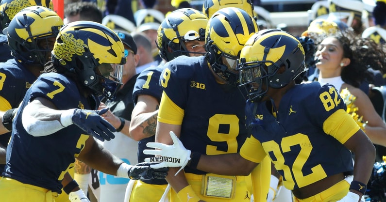 Michigan Wolverines football running back Donovan Edwards and wideout Semaj Morgan will be key fixtures in 2024. (Photo by Kirthmon F. Dozier / USA TODAY NETWORK)