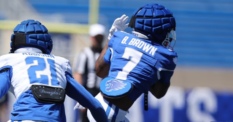 Barion Brown, Nasir Addison at a Kentucky football practice