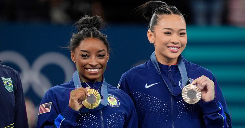 U.S. gymnasts Simone Biles and Suni Lee