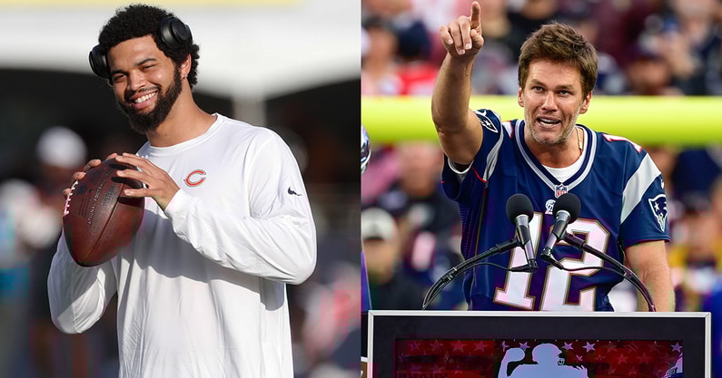 Chicago Bears QB Caleb Williams and FOX analyst Tom Brady