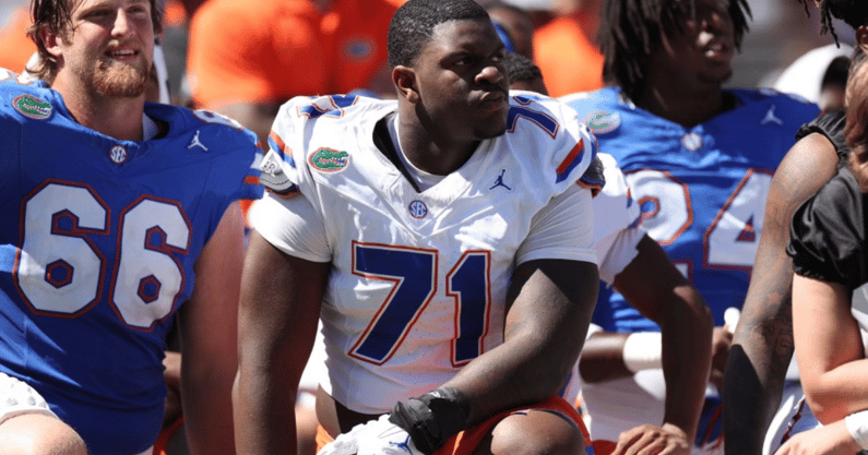 Florida Gators offensive linemen Jake Slaughter and Rod Kearny (UAA Photo)