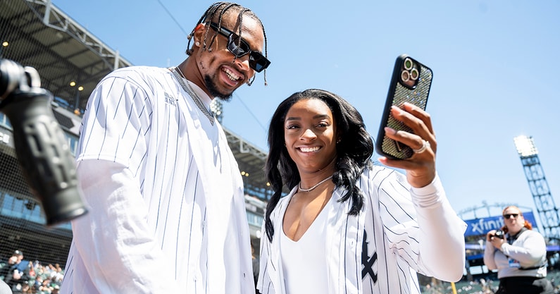 Chicago Bears safety Jonathan Owens and U.S. gymnast Simone Biles