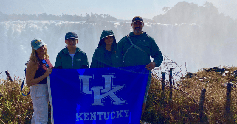 Kentucky fans repping Big Blue Nation at Victoria Falls in Zimbabwe
