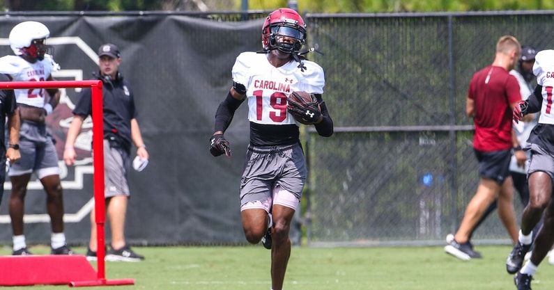 South Carolina WR Vandrevius Jacobs goes through preseason camp in 2024 (Photo: Katie Dugan | GamecockCentral.com)