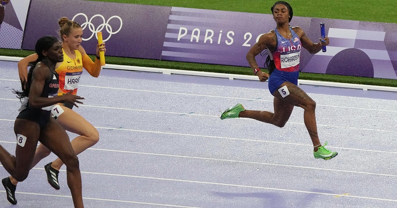 Sha'Carri Richardson during the 4x100m relay