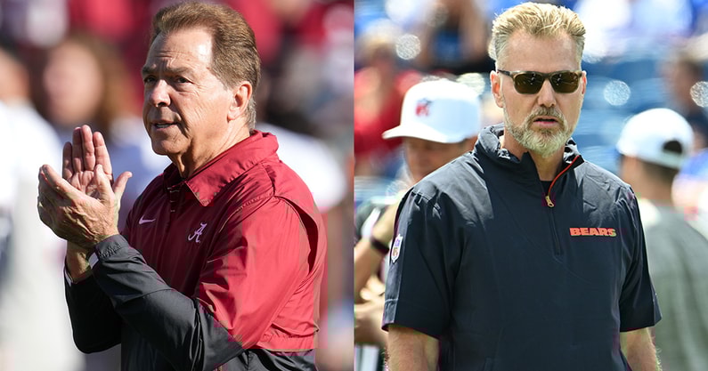 Former Alabama HC Nick Saban and Chicago Bears coach Matt Eberflus