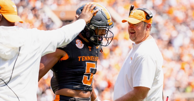 Bru McCoy, Josh Heupel, Tennessee Football | Brianna Paciorka/News Sentinel / USA TODAY NETWORK