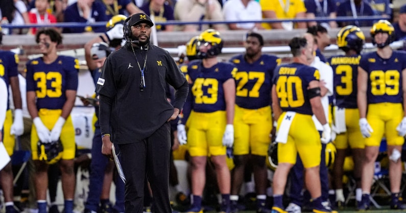 Michigan Wolverines football head coach Sherrone Moore during a 30-10 win over Fresno State. (Photo by Kimberly P. Mitchell / USA TODAY NETWORK)