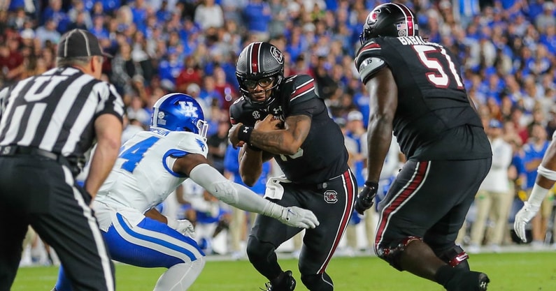 South Carolina QB LaNorris Sellers carries against Kentucky in 2023 (Photo: CJ Driggers | GamecockCentral.com)(