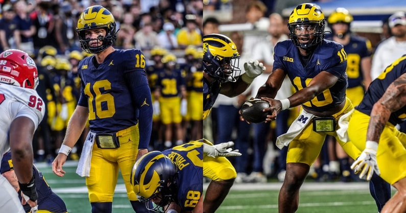 Michigan quarterbacks Alex Orji and Davis Warren need to improve quickly. Kimberly P. Mitchell / USA TODAY NETWORK