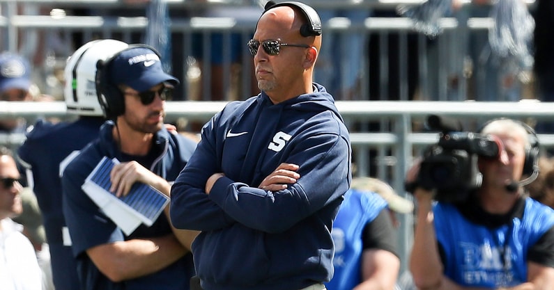 Penn State Nittany Lions head coach James Franklin looks on from the sideline during the first quarter against the Bowling Green Falcons at Beaver Stadium. (Mandatory Credit: Matthew O'Haren-Imagn Images)