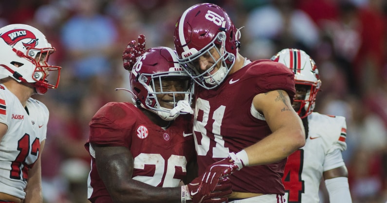 Alabama RB Jam Miller and TE CJ Dippre