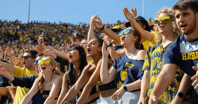 Michigan football fans tunnel banner student section